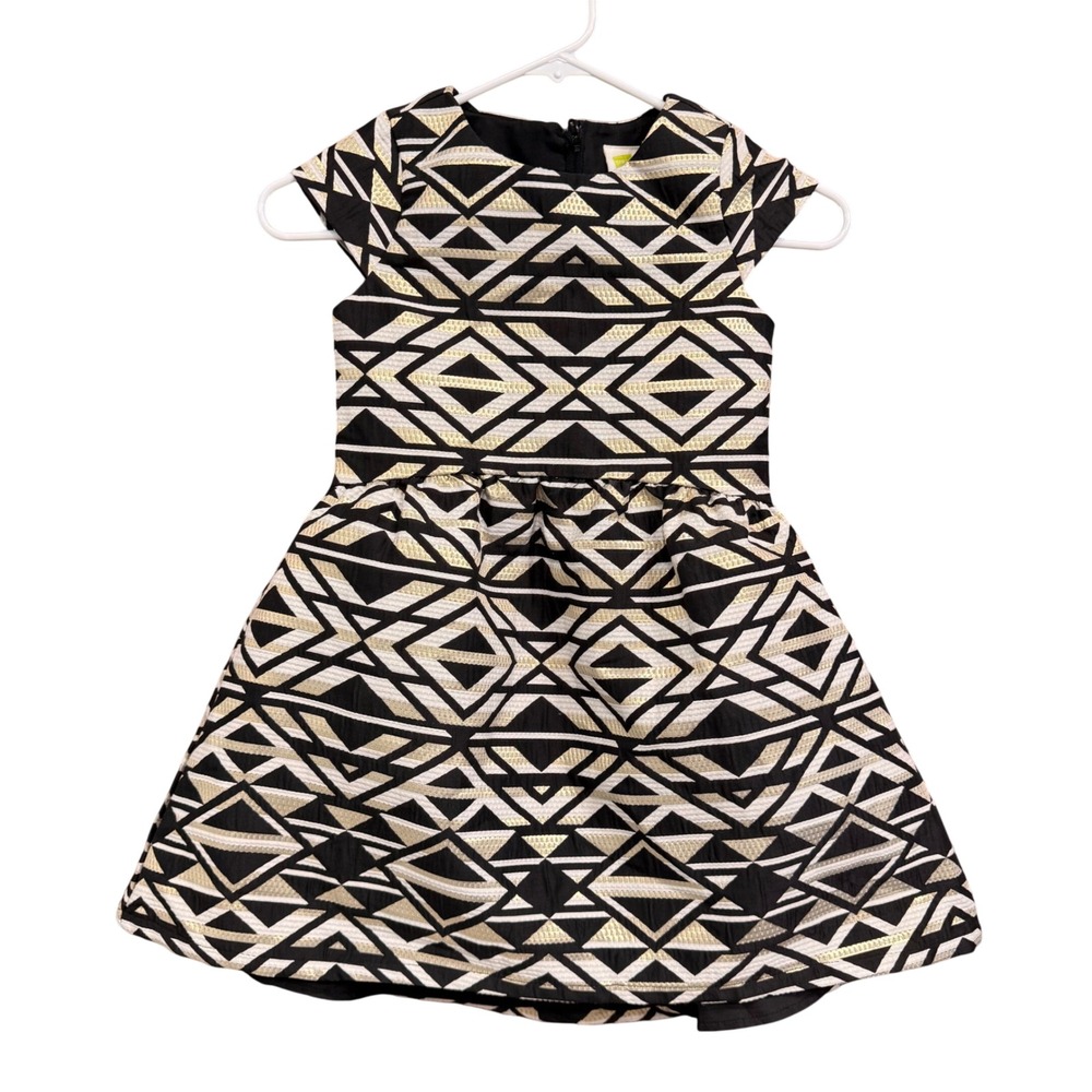Crazy 8 Girls Dress Size 6 Black‎ Gold White Geometric Party Holiday